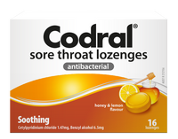 Codral Sore Throat Lozenge Honey Lemon 36