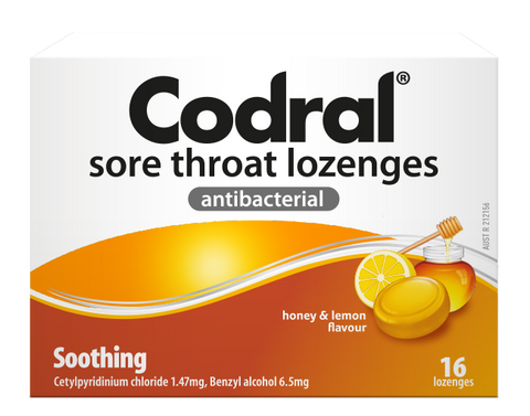 Codral Sore Throat Lozenge Honey Lemon 36