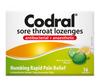 Codral Sore Throat Lozenge Lime Lemon 16