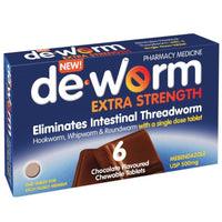 De-Worm 500mg Chocolate 6 Tablets limit 6 per order