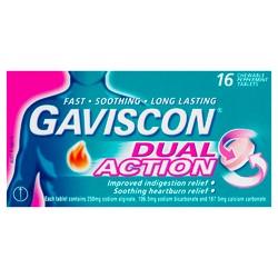 Gaviscon Dual Action Peppermint Chewable Tablets 16 Tablets