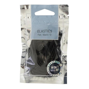 Mae Flat Elastics Black 12 Pack