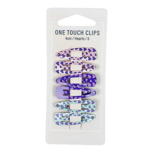 Mae One Touch Clips 4cm With Hearts 6 Pack