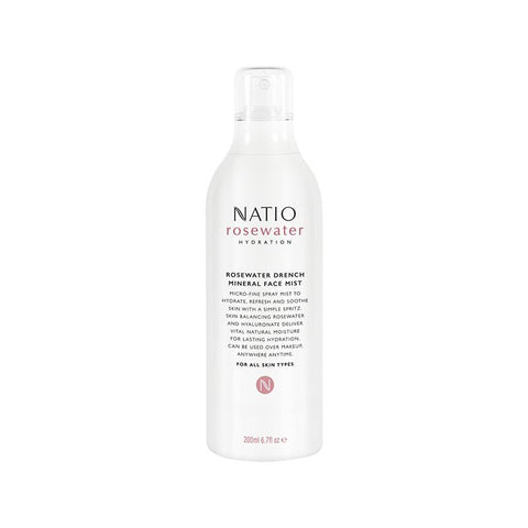 Natio Rosewater Hydration Drench Mineral Face Mist 200ml