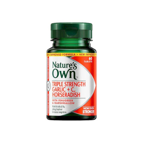 Nature's Own Triple Strength Garlic + C - Horseradish, Fenugreek & Marshmallow Tablets 60