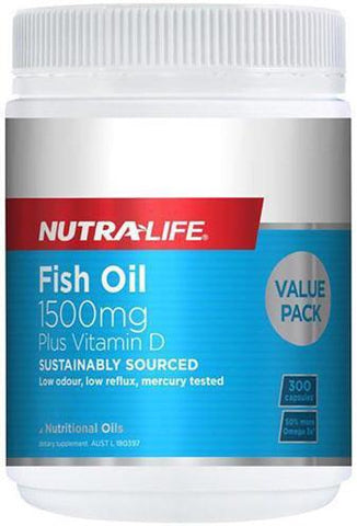 Nutra-Life Fish Oil 1500mg plus Vitamin D 300 Capsules