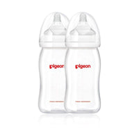 Pigeon SofTouch Peristaltic Plus Wide Neck Nursing Bottles Twin Pack PP 240ml (M)