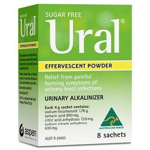 URAL Effervescent Powder – Urinary Alkaliniser 4g Sachets 8 Pack