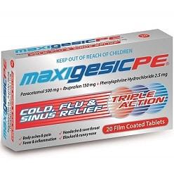 Maxigesic PE Cold Flu & Sinus Relief 20 Tablets