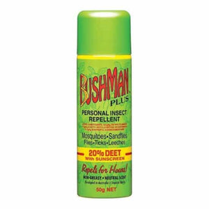 Bushman Plus Aerosol With Sunscreen 20% Deet Insect Repellent 50g