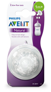 Philips Avent Natural Teat Slow Flow 1 month + 2 Pack