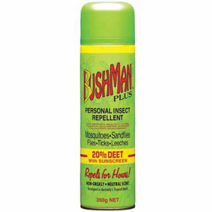 Bushman Plus Aerosol With Sunscreen 20% Deet Insect Repellent 350g