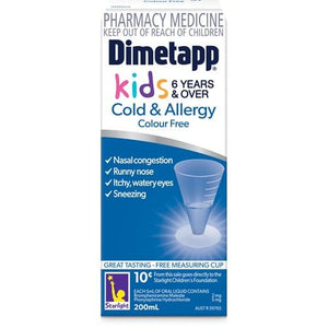 Dimetapp Cold & Allergy Kids Colour Free 200ml