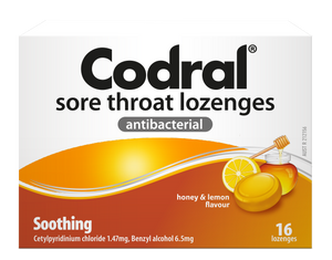 Codral Sore Throat Lozenge Honey Lemon 16