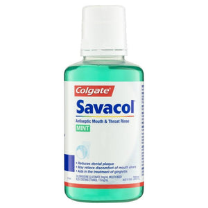 COLGATE SAVACOL Original Mint Antiseptic Mouth & Throat Rinse 300ml