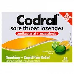 Codral Sore Throat Lozenge Lime Lemon 36