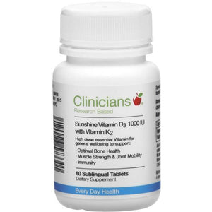 Clinicians Sunshine Vitamin D3 and Vitamin K2 Sublingual Tablets 60