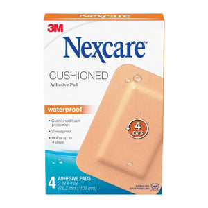 Nexcare Cushioned Waterproof Adhesive Pad 4's