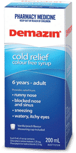 Demazin Cold Relief Colour Free Syrup 200ml