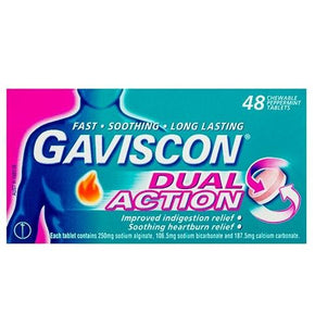 Gaviscon Dual Action Chewable 48 Tablets Peppermint