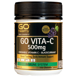 Go Healthy Go Vita-C 500mg 100 Chewable Tablets Blackcurrant