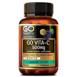 Go Healthy Go Vita-C 500mg 50 Chewable Tablets Blackcurrant