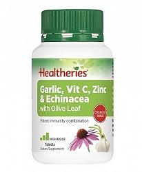 Healtheries Garlic, Vit C, Zinc & Echinacea with Olive Leaf 120 Tablets