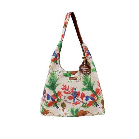 Parrs Shoulder Bag Bird Flower Beige