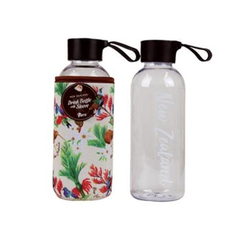 Parrs Drink Bottle W/Sleeve Bird Flower Beige 600ml