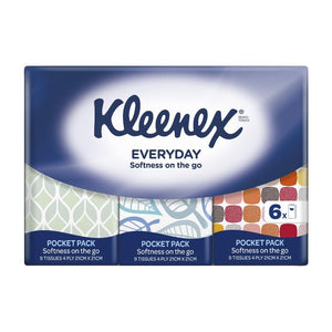 Kleenex Everyday Pocket Pack Facial Tissues, 6 Pack x 9 Sheets