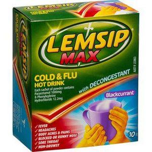 Lemsip Max Cold & Flu Decongestant Hot Drink Blackcurrant 10 Pack