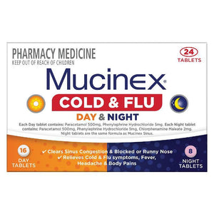 Mucinex Cold & Flu Day & Night 24 Tablets