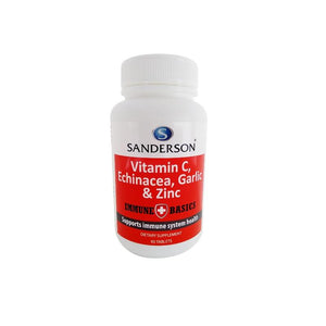 SANDERSON Immune Basics Vitamin C, Echinacea, Garlic & Zinc 90 Tablets