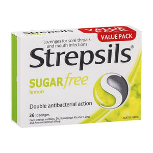 Strepsils Sore Throat Sugar Free Antibacterial Lemon Lozenges 36 pack