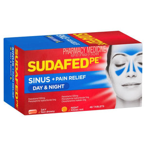Sudafed PE Sinus Day + Night Relief Tablets 48 [limited to 1 per order]