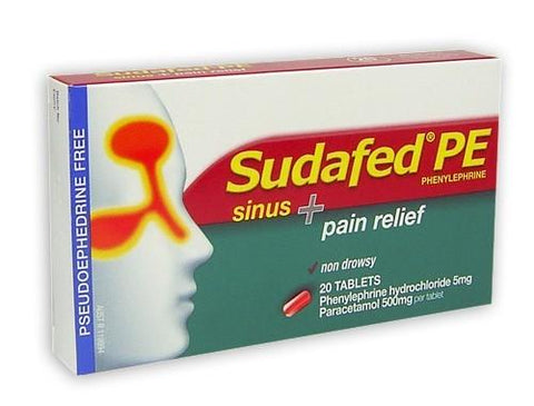 Sudafed PE Sinus + Pain Relief Tablets 20 [limited to 1 per order ...