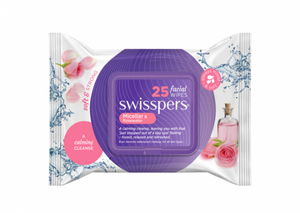 Swisspers Facial Wipes Micellar & Rose Water 25 Pack