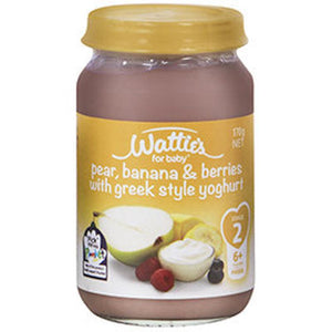 Wattie's Stage 2 Baby Food Pear, Banana & Berries with Greek Style Yoghurt 170g