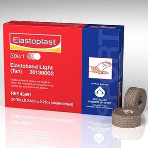 Elastoplast Sport Elastoband Light Elastic Adhesive Band Tan 2.5cm x 2.75m Box 24