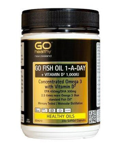 GO Healthy GO Fish Oil 1500mg 1-A-Day + Vitamin D3 1,000IU Capsules 200