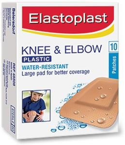 ELASTOPLAST Knee & Elbow Waterproof Plastic Plasters 10 pack