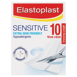 ELASTOPLAST Sensitive Extra Skin Friendly Dressing 10cm x 6cm 10pk
