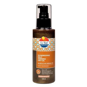 LE TAN Moroccan Argan Shimmering Self Tanning Dry Oil Light Medium 125ml