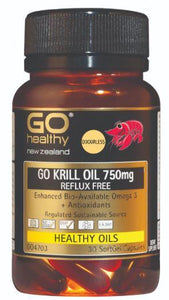 GO Healthy GO Krill Oil 750mg Reflux Free Capsules 30