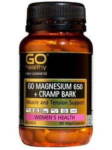 GO Healthy GO Magnesium 650 Plus Cramp Bark Capsules 60