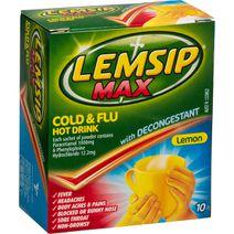 Lemsip Max Cold & Flu Decongestant Hot Drink Lemon 10 Pack
