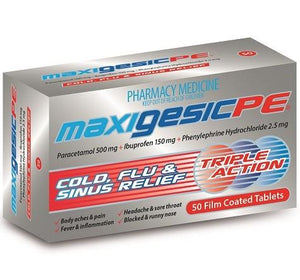 Maxigesic PE Cold, Flu & Sinus Relief Tablets 50