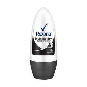Rexona Women Antiperspirant Roll On Deodorant Invisible Dry Black+White 50ml