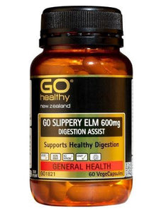 GO Healthy GO Slippery Elm 600mg Digestion Assist Capsules 60