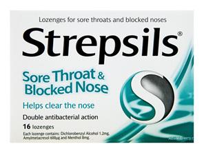 Strepsils Sore Throat & Blocked Nose Lozenges Antibacterial 16 Pack